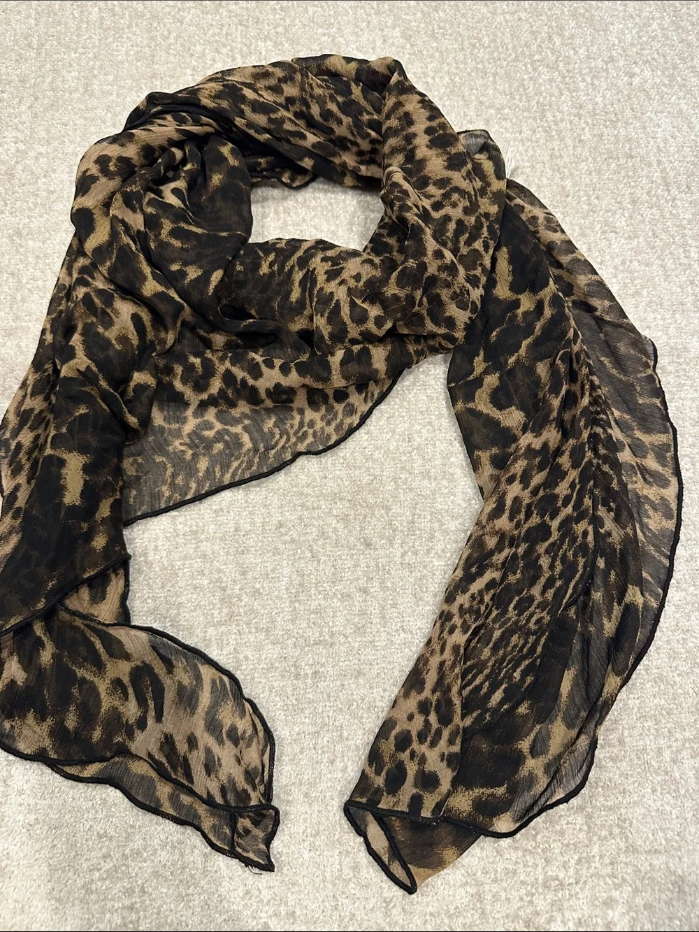 Beach cover up Leopard Print Lightweight Scarf - Black & Brown